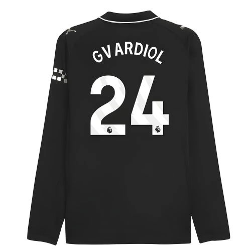 2025-2026 Man City Authentic Long Sleeve Away Shirt (Gvardiol 24)