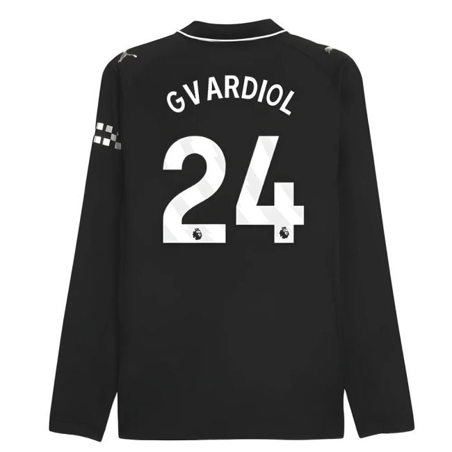 2025-2026 Man City Authentic Long Sleeve Away Shirt (Gvardiol 24)