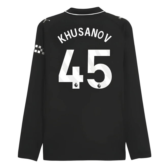 2025-2026 Man City Authentic Long Sleeve Away Shirt (Khusanov 45)