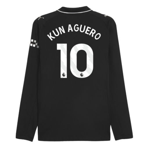 2025-2026 Man City Authentic Long Sleeve Away Shirt (Kun Aguero 10)
