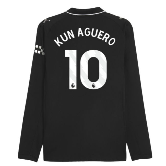 2025-2026 Man City Authentic Long Sleeve Away Shirt (Kun Aguero 10)