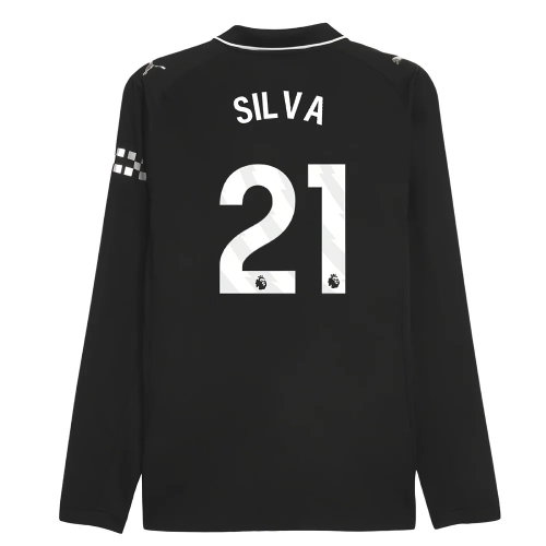 2025-2026 Man City Authentic Long Sleeve Away Shirt (Silva 21)