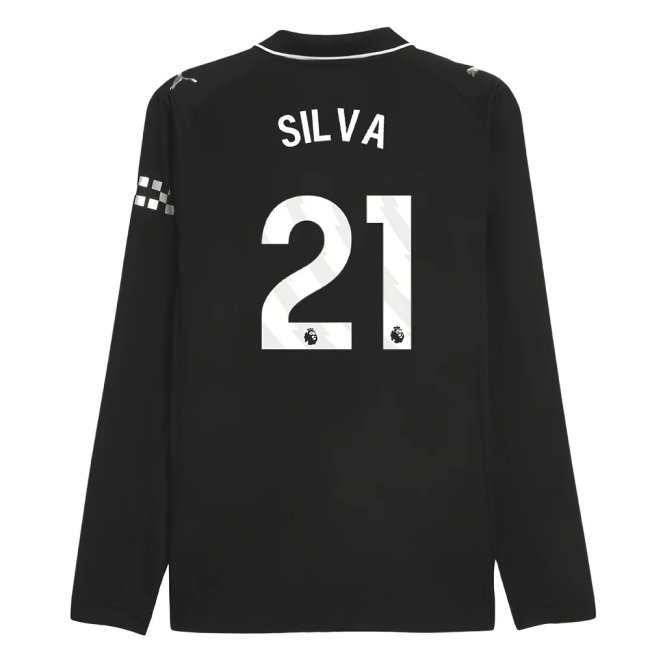 2025-2026 Man City Authentic Long Sleeve Away Shirt (Silva 21)