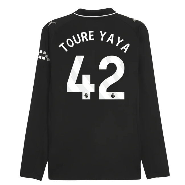 2025-2026 Man City Authentic Long Sleeve Away Shirt (Toure Yaya 42)