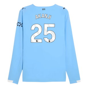 2025-2026 Man City Authentic Long Sleeve Home Shirt (Akanji 25)