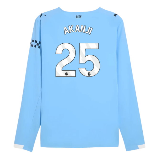 2025-2026 Man City Authentic Long Sleeve Home Shirt (Akanji 25)
