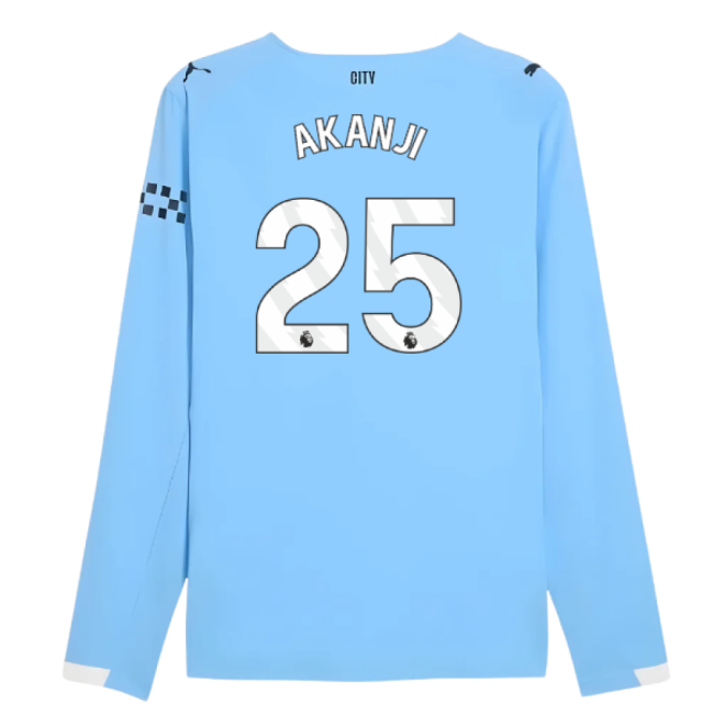 2025-2026 Man City Authentic Long Sleeve Home Shirt (Akanji 25)