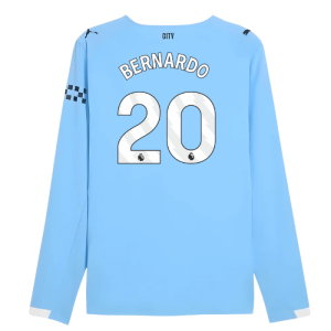 2025-2026 Man City Authentic Long Sleeve Home Shirt (Bernardo 20)