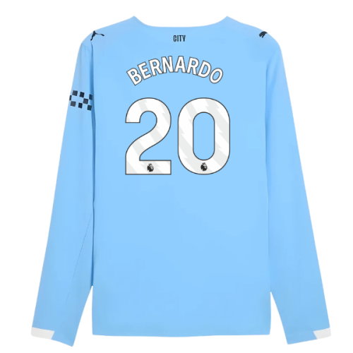 2025-2026 Man City Authentic Long Sleeve Home Shirt (Bernardo 20)