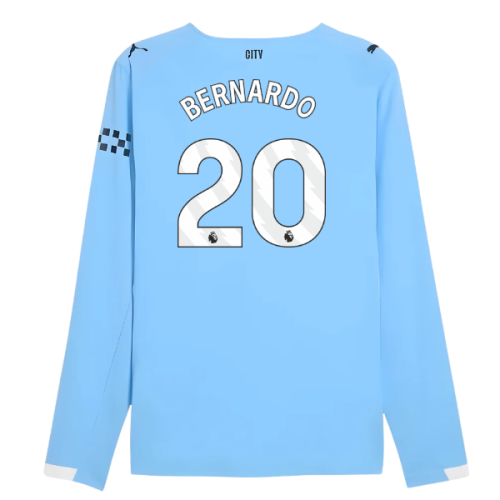 2025-2026 Man City Authentic Long Sleeve Home Shirt (Bernardo 20)