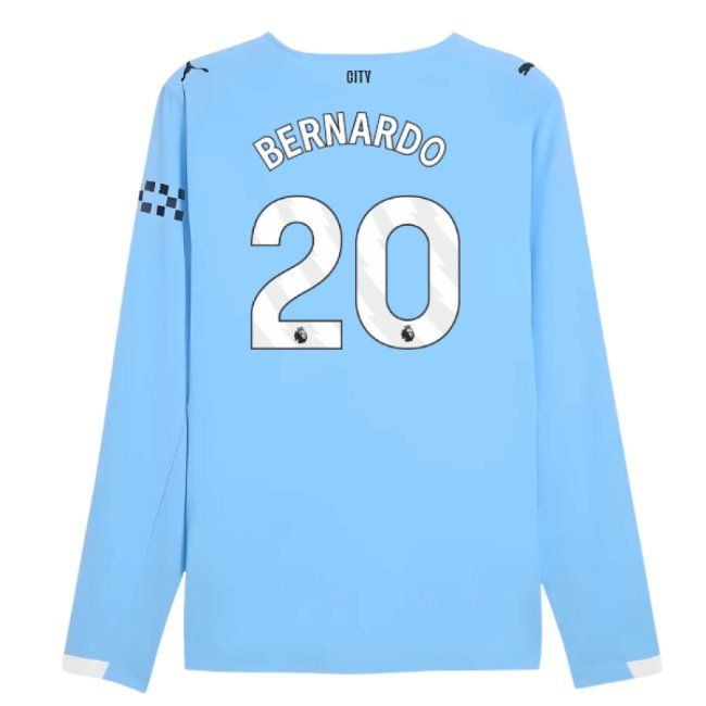 2025-2026 Man City Authentic Long Sleeve Home Shirt (Bernardo 20)