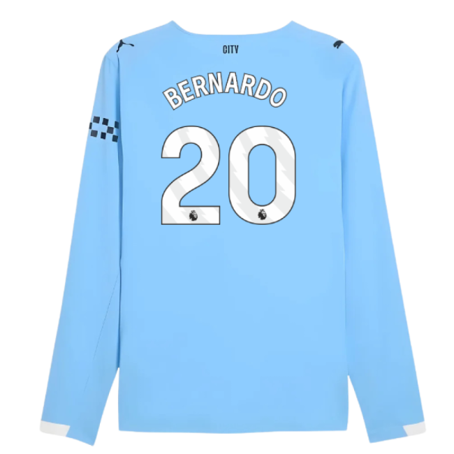 2025-2026 Man City Authentic Long Sleeve Home Shirt (Bernardo 20)