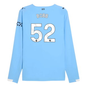 2025-2026 Man City Authentic Long Sleeve Home Shirt (Bobb 52)
