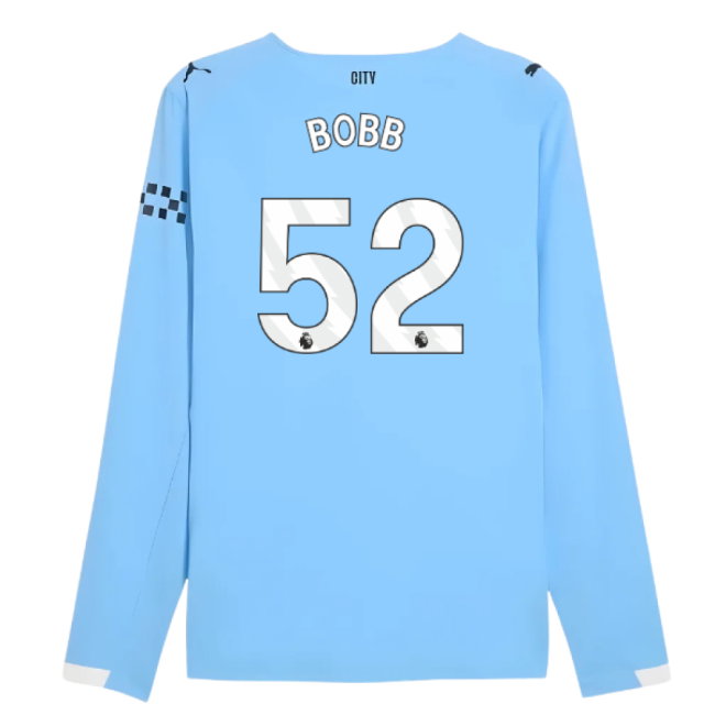 2025-2026 Man City Authentic Long Sleeve Home Shirt (Bobb 52)