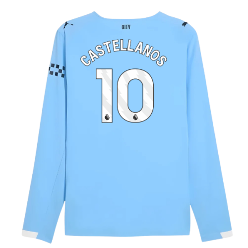 2025-2026 Man City Authentic Long Sleeve Home Shirt (Castellanos 10)