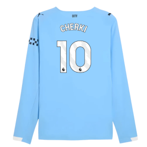 2025-2026 Man City Authentic Long Sleeve Home Shirt (Cherki 10)