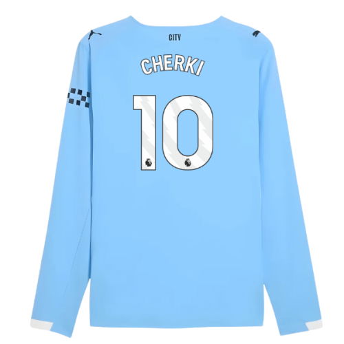 2025-2026 Man City Authentic Long Sleeve Home Shirt (Cherki 10)