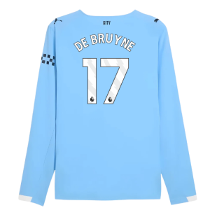2025-2026 Man City Authentic Long Sleeve Home Shirt (De Bruyne 17)