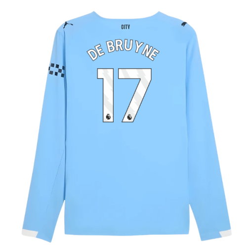 2025-2026 Man City Authentic Long Sleeve Home Shirt (De Bruyne 17)