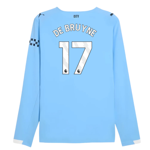 2025-2026 Man City Authentic Long Sleeve Home Shirt (De Bruyne 17)