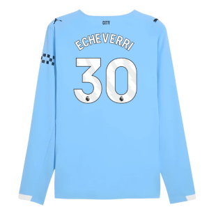 2025-2026 Man City Authentic Long Sleeve Home Shirt (Echeverri 30)