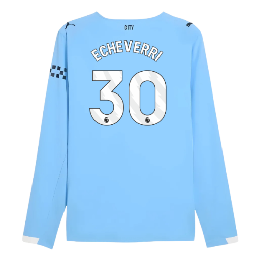 2025-2026 Man City Authentic Long Sleeve Home Shirt (Echeverri 30)
