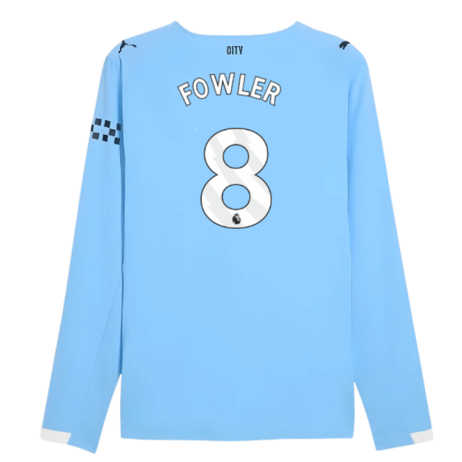 2025-2026 Man City Authentic Long Sleeve Home Shirt (Fowler 8)