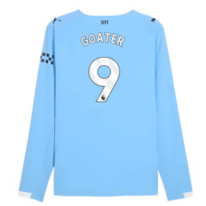 2025-2026 Man City Authentic Long Sleeve Home Shirt (Goater 9)