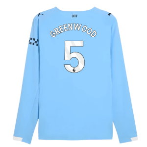 2025-2026 Man City Authentic Long Sleeve Home Shirt (Greenwood 5)