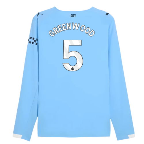 2025-2026 Man City Authentic Long Sleeve Home Shirt (Greenwood 5)