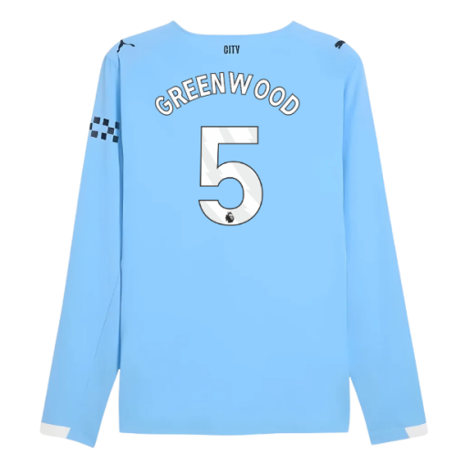 2025-2026 Man City Authentic Long Sleeve Home Shirt (Greenwood 5)