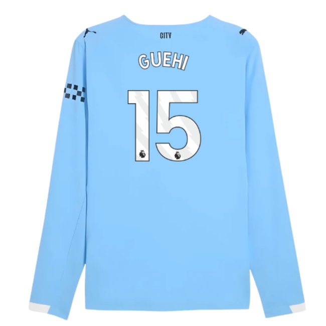2025-2026 Man City Authentic Long Sleeve Home Shirt (Guehi 15)
