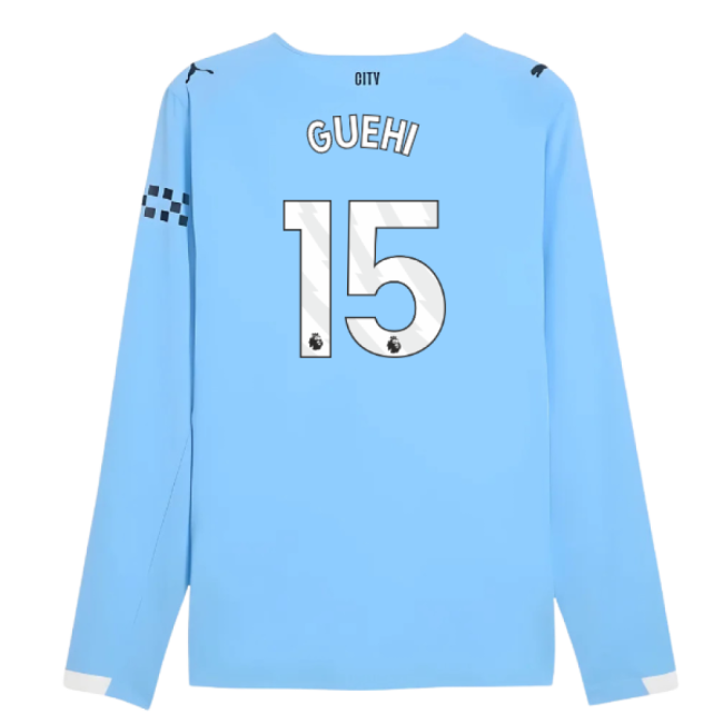 2025-2026 Man City Authentic Long Sleeve Home Shirt (Guehi 15)