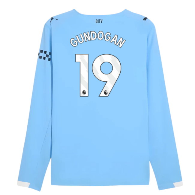 2025-2026 Man City Authentic Long Sleeve Home Shirt (Gundogan 19)