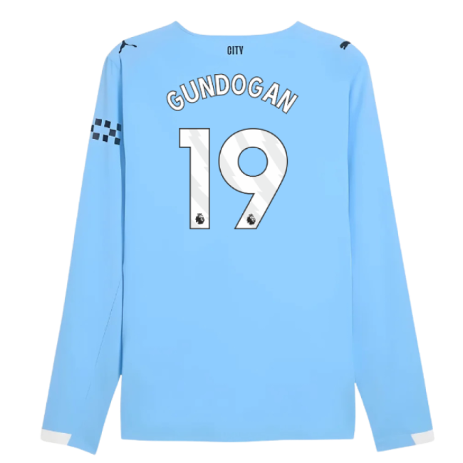 2025-2026 Man City Authentic Long Sleeve Home Shirt (Gundogan 19)