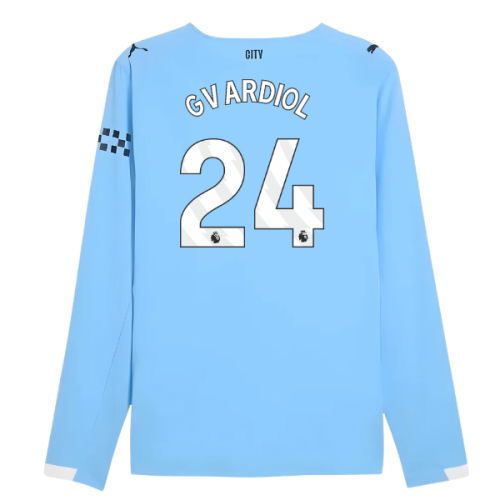 2025-2026 Man City Authentic Long Sleeve Home Shirt (Gvardiol 24)