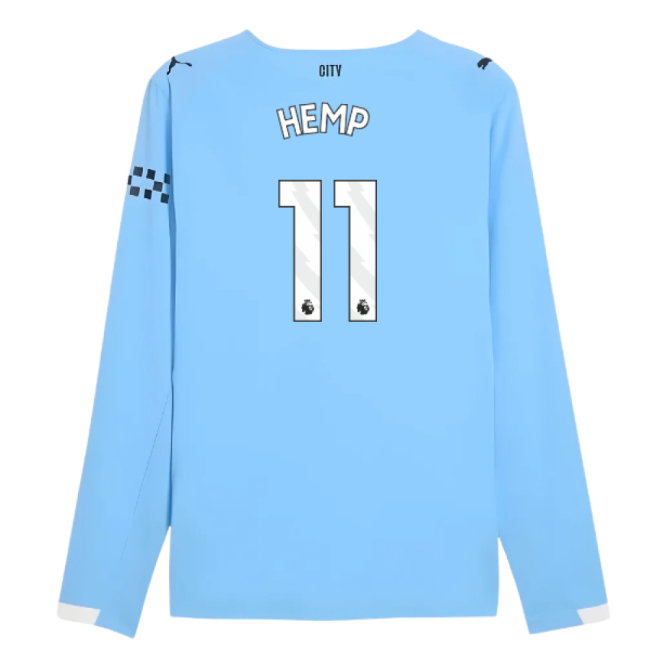2025-2026 Man City Authentic Long Sleeve Home Shirt (Hemp 11)