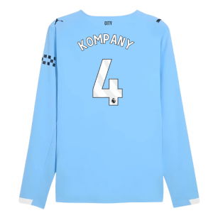 2025-2026 Man City Authentic Long Sleeve Home Shirt (Kompany 4)