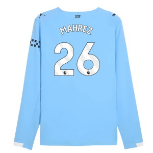 2025-2026 Man City Authentic Long Sleeve Home Shirt (Mahrez 26)