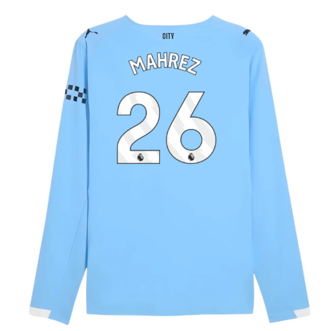 2025-2026 Man City Authentic Long Sleeve Home Shirt (Mahrez 26)