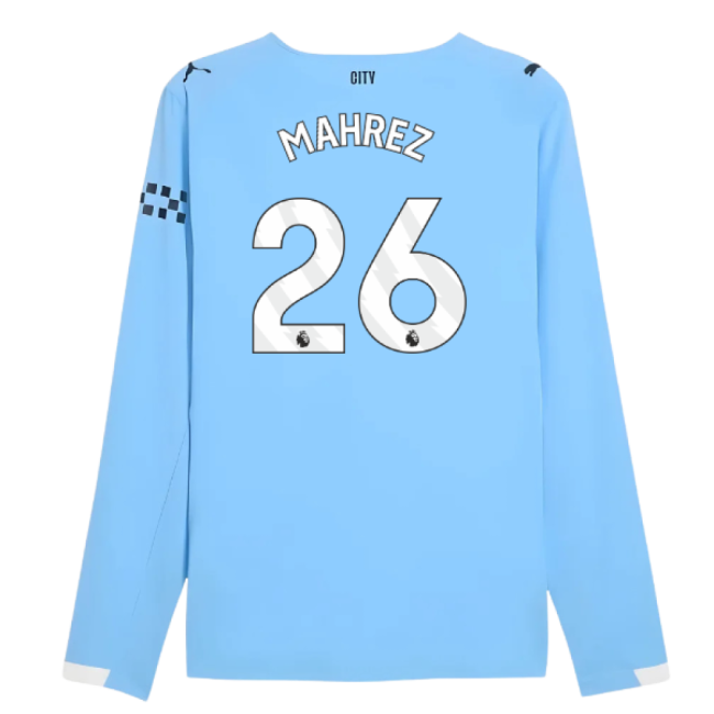 2025-2026 Man City Authentic Long Sleeve Home Shirt (Mahrez 26)