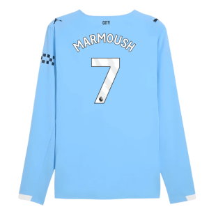 2025-2026 Man City Authentic Long Sleeve Home Shirt (Marmoush 7)