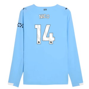 2025-2026 Man City Authentic Long Sleeve Home Shirt (Nico 14)