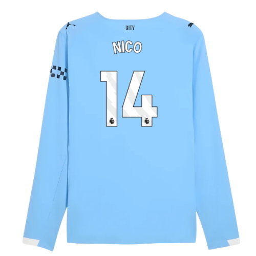 2025-2026 Man City Authentic Long Sleeve Home Shirt (Nico 14)
