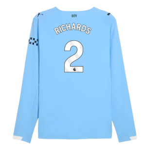 2025-2026 Man City Authentic Long Sleeve Home Shirt (Richards 2)