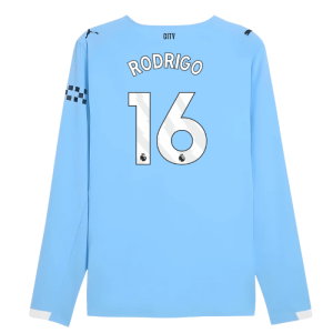 2025-2026 Man City Authentic Long Sleeve Home Shirt (Rodrigo 16)