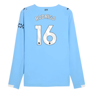 2025-2026 Man City Authentic Long Sleeve Home Shirt (Rodrigo 16)