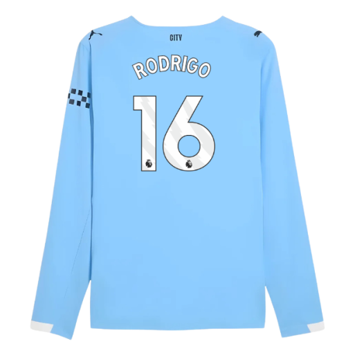 2025-2026 Man City Authentic Long Sleeve Home Shirt (Rodrigo 16)