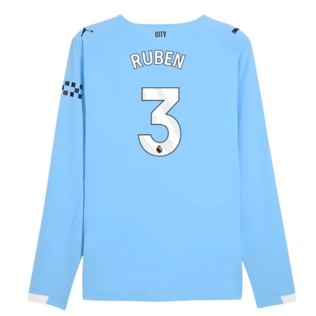 2025-2026 Man City Authentic Long Sleeve Home Shirt (Ruben 3)