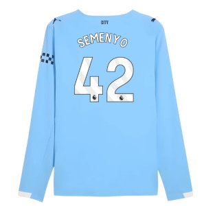 2025-2026 Man City Authentic Long Sleeve Home Shirt (Semenyo 42)